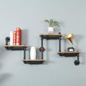 <strong>Industrial</strong> <strong>Pipe</strong> <strong>Shelving</strong> Wood Planks Floating Shelves Wall Mounted Retro Rustic <strong>Industrial</strong> Shelf for Bar Kitchen Living Room - Product Image 4