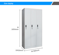ORPHEUS DY-027 Armoire de rangement métallique portable à 3 portes détachables avec serrure à code, pour salle de sport, appartement, école, bagages, à poser au sol
