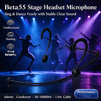 Microphone-casque cardioïde filaire Beta55 à condensateur XLR en métal unidirectionnel pour la scène et le théâtre