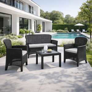 Ensemble de salon de jardin en rotin anthracite avec canapé, 2 fauteuils et table basse, mobilier de patio extérieur - Product Image 6