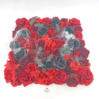 Mur de fleurs artificielles d'Halloween, roses artificielles rouges et noires, décoration araignée, ornement chauve-souris, toile de fond pour bar, club, photomaton