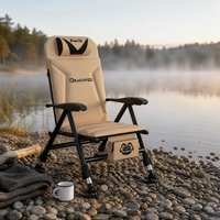 Chaise de pêche et de jardin tout-terrain avec roulettes pivotantes universelles, 20 cm (avant) et 10 cm (arrière), dossier inclinable à 170 degrés, en carbone épaissi