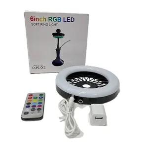 Hookah lampu Led warna-warni Flash 6 inci kontrol jarak jauh RGB lampu cincin lembut LED Aksesori hookah lampu cincin LED shisha