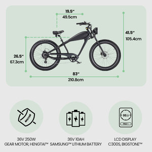 2025 BISEK personnaliser les couleurs Logos 26 pouces deux batteries au lithium 120KM gamme 350W vélos électroniques pour les trajets quotidiens - Product Image 5