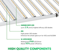 Lampu LED Grow Light Lipat Tahan Air 1200w PPFD Tinggi dengan Casing Aluminium, Dapat Diredupkan, untuk Pertumbuhan Vegetatif dan Pembungaan Vertikal