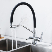 Robinet de cuisine moderne de luxe en laiton massif avec douchette extractible, mitigeur chaud/froid pour projets d'appartements