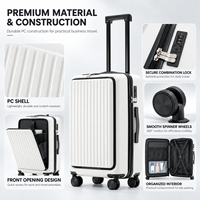 Valise à roulettes professionnelle moderne compatible ordinateur portable, coque rigide, serrure TSA, compartiment avant à accès rapide, ports USB-A et Type-C pour le travail