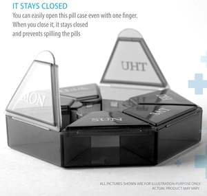 Boîte de rangement portable en plastique à 7 compartiments pour pilules, organiseur hebdomadaire, idéale pour le rangement de bijoux, personnalisable - Product Image 4