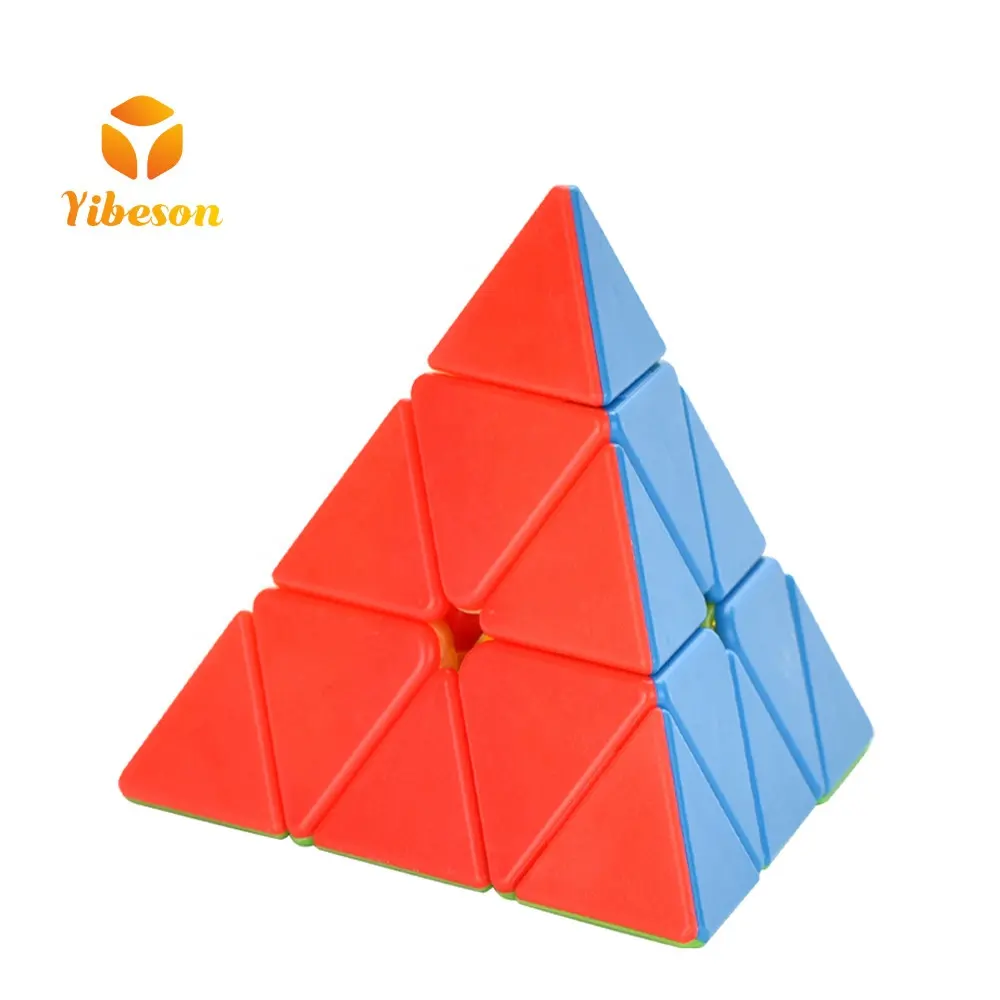 ABS Plastic Educational Toys Custom Logo Printing Stickerless 3x3x3 Triangle Puzzle Speed Rotate 3 Magic Pyramid Cube For Kid