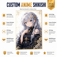 Papan Seni Shikishi Anime Jepang Kustom dengan Bingkai Emas, Holografik Laser, Koleksi Tanda Tangan, Hadiah Merchandise