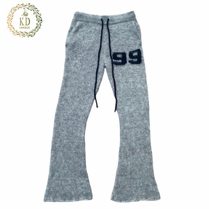 KD maglieria produttore Logo personalizzato Odm Oem uomo pantaloni in maglia uomo a righe Mohair <span class=keywords><strong>Blend</strong></span> soffici pantaloncini con coulisse - Product Image 6