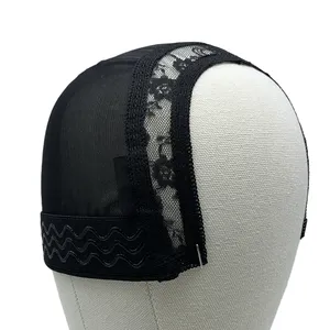 Gorra de peluca en U de 4x4 pulgadas al por mayor con banda de silicona ajustable con cordón para redes de <span class=keywords><strong>pelo</strong></span> sin pegamento, herramientas transpirables de elastano para extensiones de cabello - Product Image 5