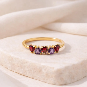 Heart Amethyst Red <b>Garnet</b> <b>Ring</b> Dainty Promise <b>Ring</b> January February Birthstone <b>Ring</b> Handmade 925 Sterling <b>Silver</b> with 18K Gold - Product Image 3