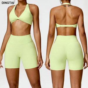 Set da Yoga e Palestra 4 Pezzi Guangzhou DingTai: Top Sportivo con Zip, Giacca a Maniche Lunghe, <span class=keywords><strong>Pantaloncini</strong></span> a Vita Alta e Leggings Push-up - Product Image 4