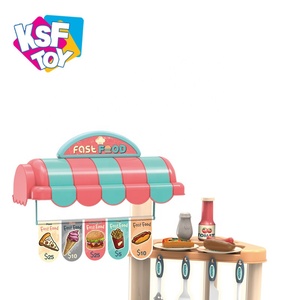<span class=keywords><strong>Amazon</strong></span> top seller 2020 drôle semblant jouer magasin de restauration rapide de chariot de cuisine jouet avec caisse enregistreuse - Product Image 2
