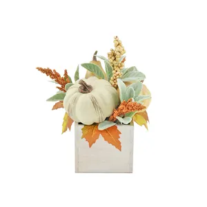 Giallo ghirlanda di natale bianco pera porta anteriore parete artificiale arancio zucca vaso di fiori per festa decorazione natale