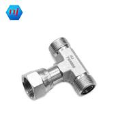 Adaptateur hydraulique en acier au carbone forgé à chaud, plaqué zinc, haute pression, avec joint torique mâle/femelle (ORFS) et raccord en T, classe 3000