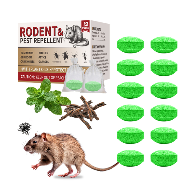 12 Packs Natural Peppermint Oil Mouse Repellent Balls Non Toxic Rodent Deterrent Safe for Home Kitchen Garage Car Engine