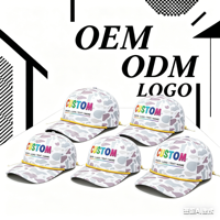Casquette de golf sportive non structurée à 5 panneaux, style rétro, avec logo imprimé numérique personnalisé OEM, motif camouflage canard et visière plate, conforme BSCI