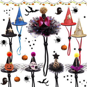 Sombreros para mascotas <span class=keywords><strong>de</strong></span> vacaciones, sombreros para perros y gatos <span class=keywords><strong>de</strong></span> Halloween, decoraciones ajustables, sombreros novedosos divertidos <span class=keywords><strong>de</strong></span> lino <span class=keywords><strong>tejido</strong></span> mixto - Product Image 3