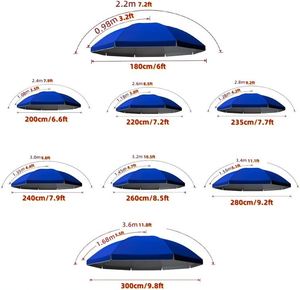 Parasol de plage grand format avec protection UV pour activités de plein air, logo personnalisé, idéal pour cadeau promotionnel (OEM/ODM) - Product Image 5