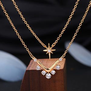 Ingrosso su ordinazione della stella del nord <span class=keywords><strong>catena</strong></span> di strato <span class=keywords><strong>925</strong></span> collane d'<span class=keywords><strong>argento</strong></span> signore oro bianco oro luna stella collana <span class=keywords><strong>donna</strong></span> - Product Image 1