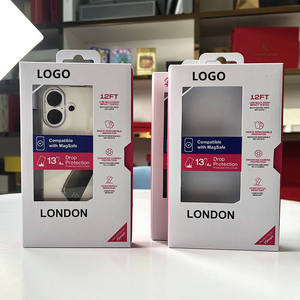LOGO for iPhone Case Packaging <b>Box</b> with Window and Hanging Hole Rigid Paperboard Design Compatible Drop Protection - Product Image 1