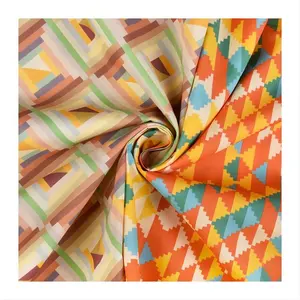Stampa in tessuto di cotone anni '60 in popeline colorato geometrico di Design europeo a basso MOQ per abiti da camicia