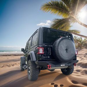 Parachoques trasero compatible con Jeep Wrangler 2018-2025-Diseño todoterreno con soporte para matrícula Acero texturizado negro, resistente - Product Image 4