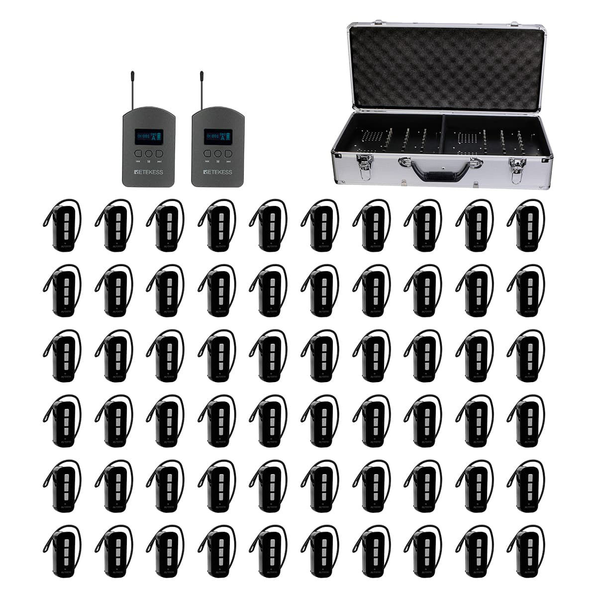 เครื่องส่งสัญญาณ2ตัว + ตัวรับสัญญาณ60ตัว + เคสชาร์จ1ตัวพร้อมพอร์ต64พอร์ต