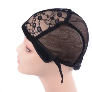 Gorro de peluca ajustable de malla de encaje negro y terciopelo con tejido de encaje completo, sin pegamento, tallas <span class=keywords><strong>M</strong></span>/L/XL, empaque en bolsa - Product Image 3