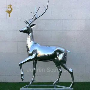धातु कला फैशन पशु मूर्तियों स्टेनलेस स्टील हिरण मूर्तिकला सजावट घर