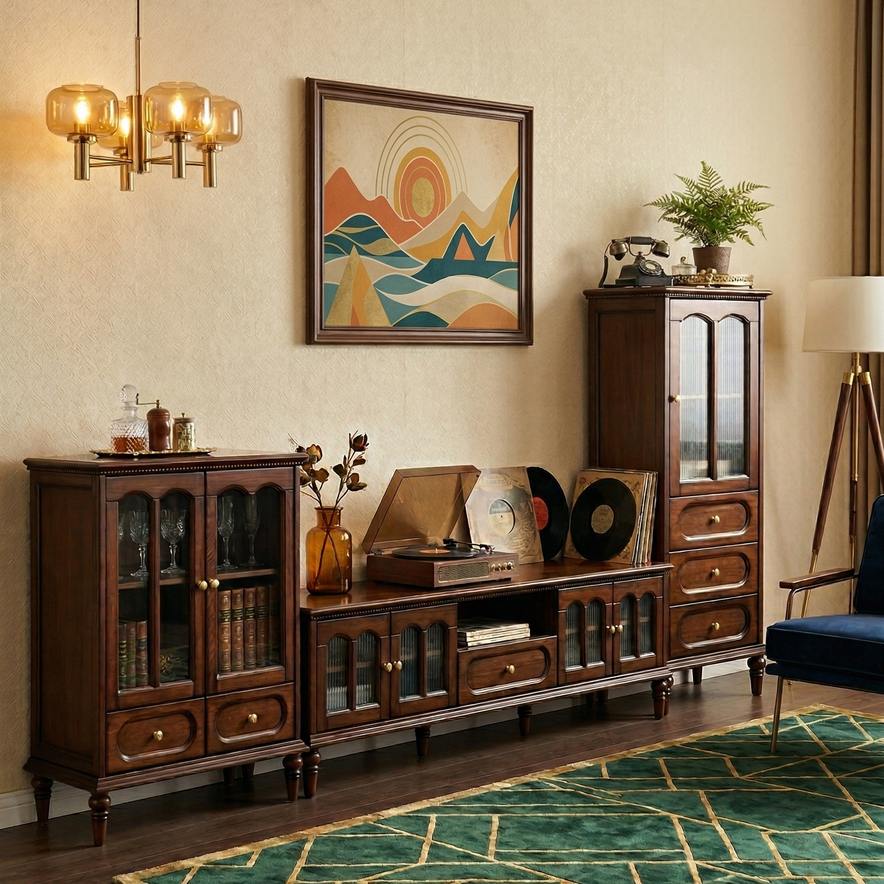 TV cabinet + low wine cabinet + high wine cabinet