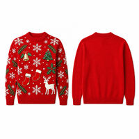 Pulls de Noël en jacquard motif renne rouge, sur mesure, ODM, pour femmes, collection automne-hiver