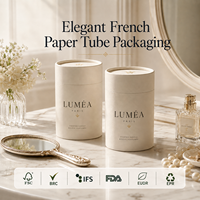 Emballage personnalisé élégant en tube de papier français biodégradable avec estampage à chaud doré pour cosmétiques, parfums et cadeaux