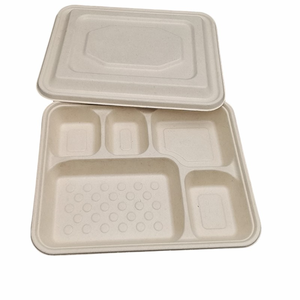 Bandeja de Alimentos con Compartimentos de Bagazo de Caña de Azúcar 100% Biodegradable, Tapa <span class=keywords><strong>BIOPACK</strong></span> Tray45, Tamaño y Logotipo Personalizables, Rectángulo Trasero - Product Image 2