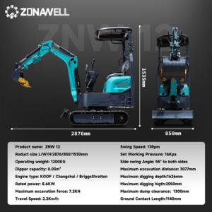 小型履带式挖掘机伊顿液压缸铲斗附件迷你花园多功能挖掘机移动挖掘机 - Product Image 6