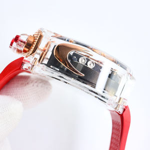 2025년 핫셀링 투명 케이스 고무 스트랩 기계식 시계 캐주얼 비즈니스 손목시계 남성용 시계 - Product Image 3