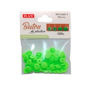 Pulsante a pressione Ilan da 12 mm in plastica verde chiaro, 20 pezzi per abbigliamento - Product Image 2