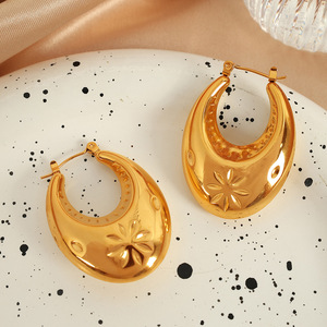 <b>Moon</b> Shape Hoop <b>Earrings</b> Gold Silver Plated Titanium Steel For Women Fashion Jewelry EH706 - Product Image 2