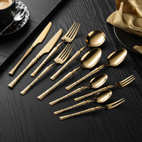 Ensemble de couverts en acier inoxydable 304, écologique, à manche plat, taille compacte, finition miroir, luxe léger, design créatif motif grain de bois pour