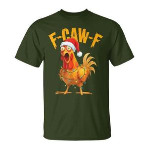 Camiseta F Caw F Chicken con diseño de luz navideña y gorro de Papá Noel - Product Image 1