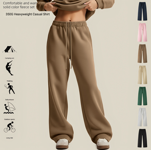 Pantalones Casuales Holgados con Cordón en la Cintura, Modernos y Versátiles, Pantalones Deportivos de Felpa de 350g para Hombre, Estilo Americano, Unisex - Product Image 1
