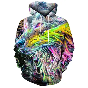 Very cool 3D digital printing men's long sleeve hoodie abstract art animal trend hoodies heavyweight oversized hoodie sweatshirt