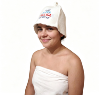 Chapeau de sauna en feutre 100% laine, broderie de lettres colorées amusantes, résistant à la chaleur, prévient les dommages aux cheveux, accessoire de bain spa