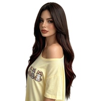 Perruque longue pour femme avec frange, en soie mate, faite à la machine, couvrante, naturelle, sans permanente ni teinture