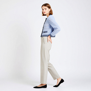 <span class=keywords><strong>Cardigan</strong></span> <span class=keywords><strong>Grigio</strong></span> a Collo Tondo Traforato per <span class=keywords><strong>Donna</strong></span>, Sottile e Corto, Monopetto, Maglione Leggero e Traspirante - Product Image 3