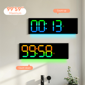 カスタムロゴ入り3in1ネオンライト大型パネルトップベストアラームデジタルLED大型スクリーンディスプレイアートモダンラグジュアリー壁掛けLED時計 - Product Image 3
