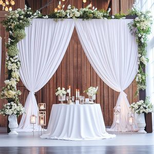 Rideau de fond élégant pour mariages et fêtes d'<span class=keywords><strong>anniversaire</strong></span>, draperies en tissu doux couleur ivoire, décorations de fête en extérieur - Product Image 5