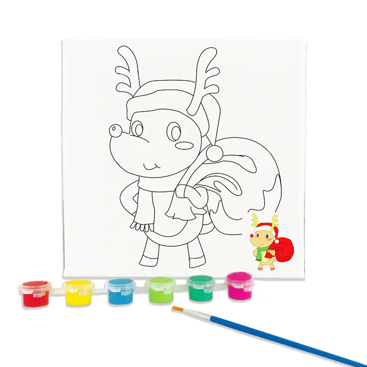 Kit de peinture d'animaux 25x25cm pour enfants, Image peinte à la main, cadeau Unique pour enfants